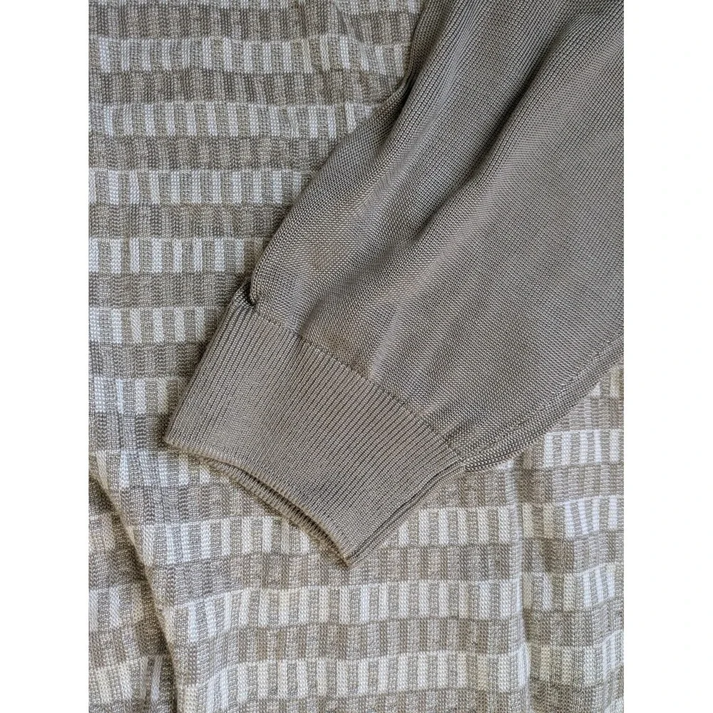 Vtg Pronto Uomo Sweater 2XL Beige Knit Rayon Cotton Mens Pullover Hong Kong XXL
